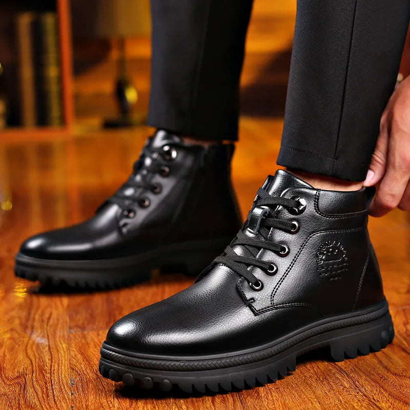 Men's Genuine Leather Winter Boots: Warmth and Style