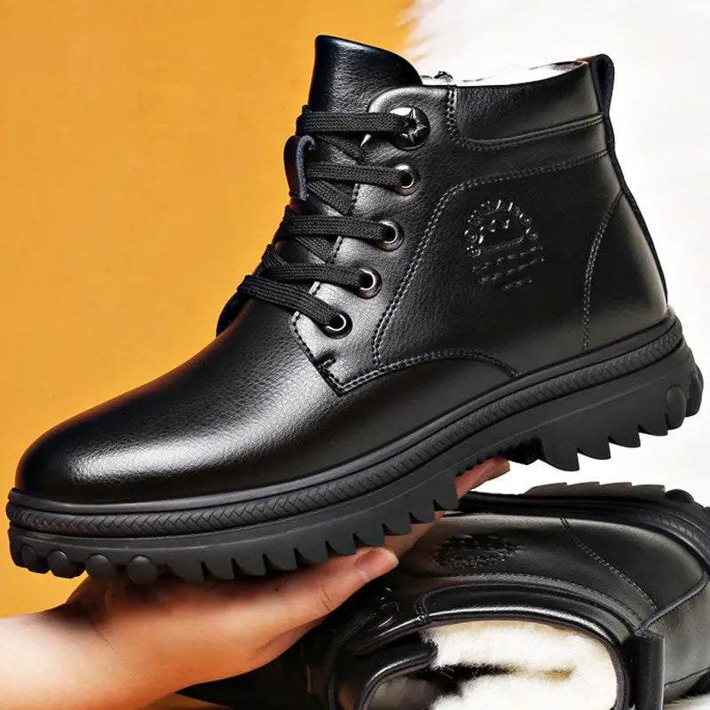 Men's Genuine Leather Winter Boots: Warmth and Style
